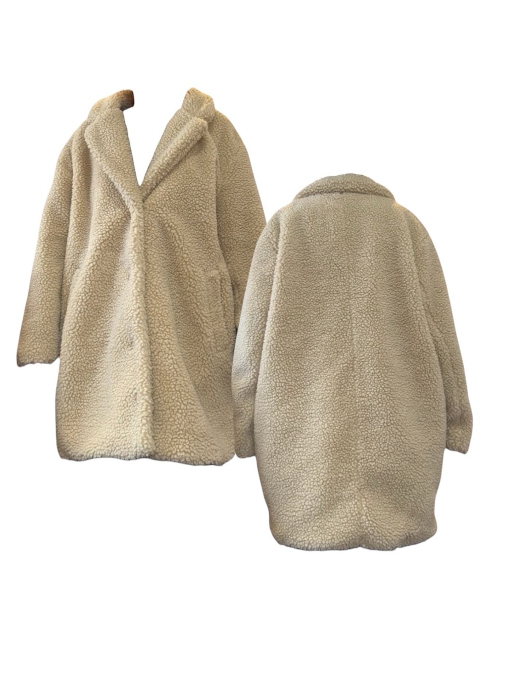 Beige Sherpa Teddy Coat for Women - Cozy Oversized Jacket